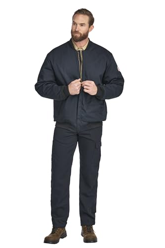 Bulwark FR Men's Flame Resistant 9 Oz Twill Cotton Excel Fr Team Jacket, Navy