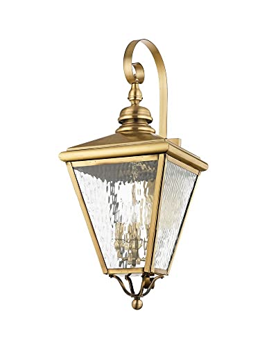 Image of Livex Lighting 2036-01 4-Light Outdoor Wall Lantern, Antique Brass | Transitional design