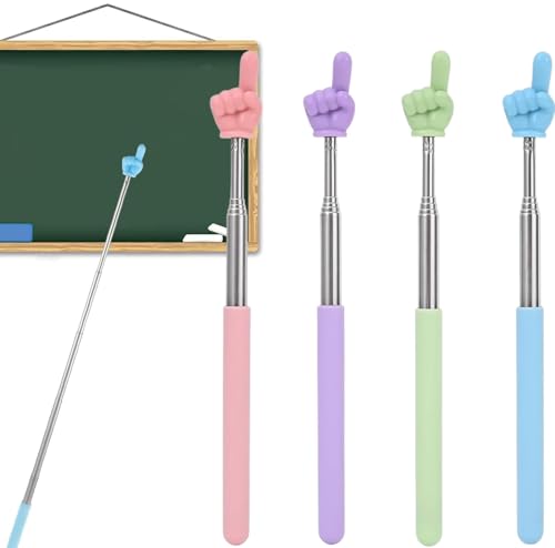 Heyumybit Telescopic Teacher Pointer 4 PCS Extendable Pointer Stick Retractable Hand Pointer Finger Pointer Stick for Teachers Conference Training Speeches