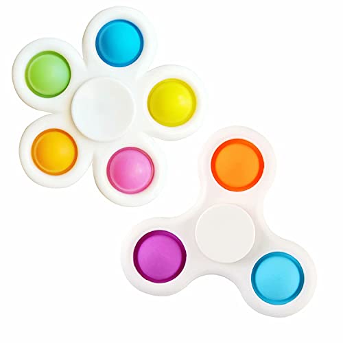 Fidget Spinner Pop Toy, 2Pcs Simple Dimple Fidget Spinner Stress Relief and Anti-Anxiety Tools for Kids and Adults, Sensory Irritability Toy for Autism with Special Needs to Relieve Stress. (White)