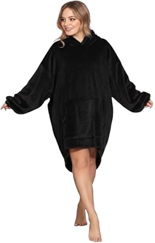 Bomb Oversized Wearable Blanket with Hood One Size Up to 135k for Men and Women Made of (Black)