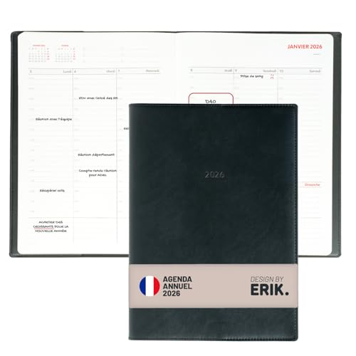 Grupo Erik - Agenda A4 2026 Semainier Vertical, en Français | Agenda 2026 Format A4 Professionnel, Carnet de Rendez-Vous