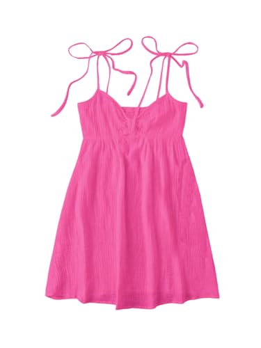 Image of SOLY HUX Women's Summer Cami Sun Dress A Line Tie Shoulder Y2k Cute Casual Short Mini Beach Babydoll Dresses