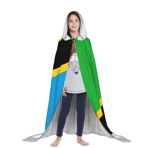 Cape à capuche drapeau Tanzanie longue pour Halloween sans effort