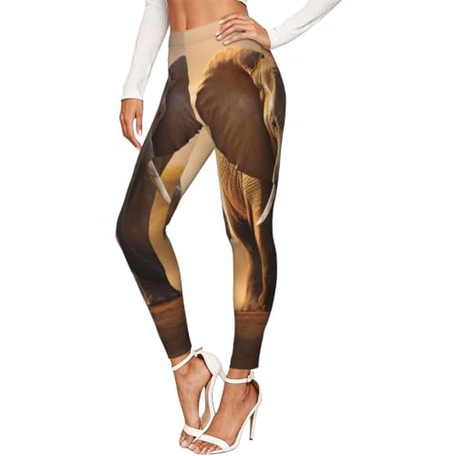 Leggings de yoga para mujer con estampado de elefantes y control de abdomen