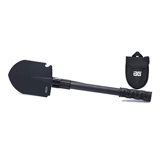 AG Military Folding Snow Tactical Shovel Camping Portable 18in Pickaxe Survival Gear Entrenching Tool W/Carrying Pouch Metal Handle Camping Hiking Trekking Gardening Fishing Backpacking Car Emergency