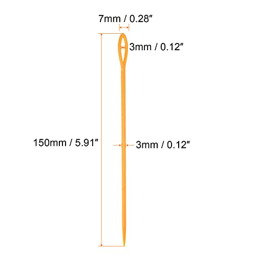 Image of HARFINGTON 20pcs Plastic Sewing Needles, 15cm Length Large Eye Blunt Needles Learning Needles for Sewing Handmade Crafts DIY Notions Stitching, Orange