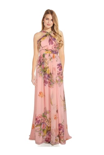 Image of Adrianna Papell Womens Floral Printed Chiffon Gown