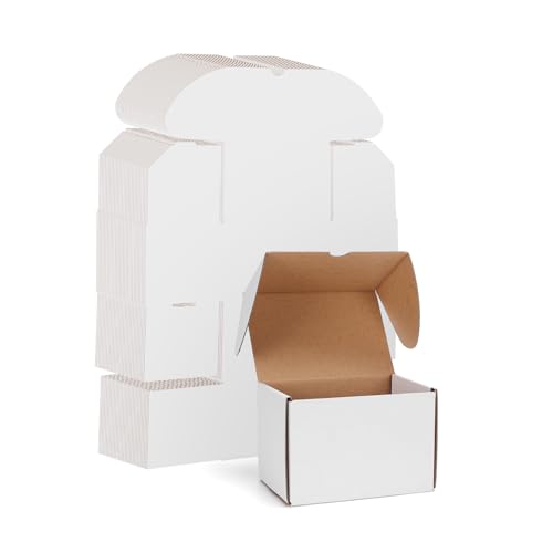 Image of WIFTREY 40 Pack 6X4X4 Small Shipping Boxes, Shipping Box 6 x 4 x 4 for Small Business Packing, White Corrugated Cardboard Mailer Boxes for Shipping Mailing