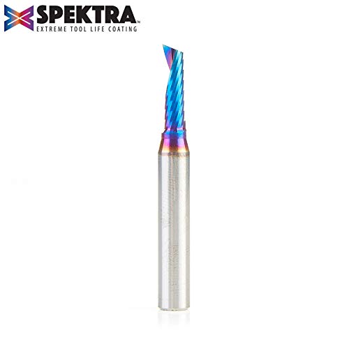 Amana Tool 51417-K Spektra Coated SC Spiral O Single Flute Plastic Cutting 3/16 D x 5/8 CH x 1/4 SHK x 2 Inch Long Up-Cut CNC Router Bit with Mirror Finish - Image 3