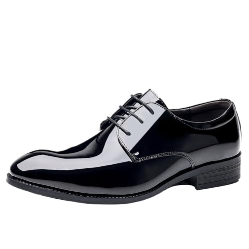 Mens Formal Oxford Shoes Synthetic Leather Prom Wedding Tuxedo Low Top Shoe Lace Up Pointed Toe Tuxedo