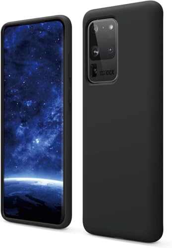 Image of MOBILOVE Back Cover Case for Samsung Galaxy S20 Ultra | Pure Liquid Soft Matte Silicone Case with Logo and Comes with Camera and Screen Protection Back Cover for Samsung Galaxy S20 Ultra (Black)