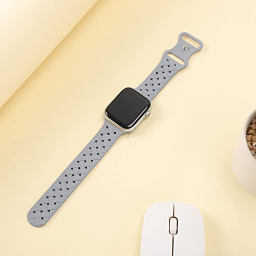 Image of Silicone Braided Weave Bands Compatible with Apple Watch 38mm 40mm 41mm 42mm 44mm 46mm 45mm 49mm, Replacement Sport Breathable Strap for iWatch Series 11 /10 /9 /8 /7 /6 /5 /4 /3 /2 /1 Ultra SE Women Men, Gray