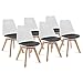 IDMarket - Lot de 6 chaises SARA Bicolore Blanches Coussin Noir