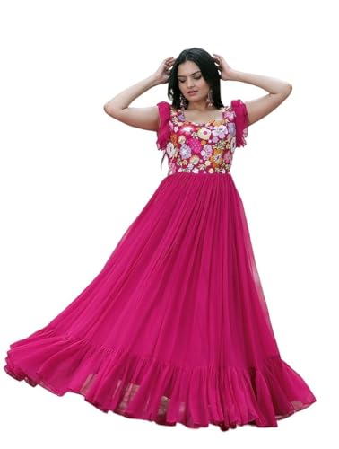Image of Women's Floral Printed Stylish Georgette Anarkali Gown for Women.