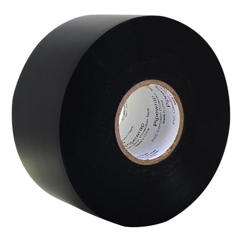 Pipe Wrap Tape - 2' x 100' - 10 mil PVC Corrosion Protection - Weatherproof for Metal Drain...