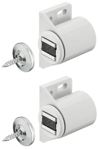 cyclingcolors 2x Calamita per Mobili Chiusura Magnetica rotondo bianco a vite Armadio Ante Cucina Magnete Serratura