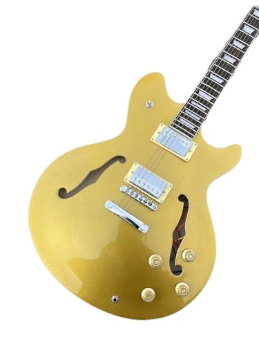 Guitare électrique Jazz corps semi-creux érable matelassé jaune