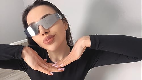 COASION Wrap Around Sunglasses for Women Men Trendy Rimless Futuristic Shades Y2k Shield Flat Top Fashion Eyeglasses2