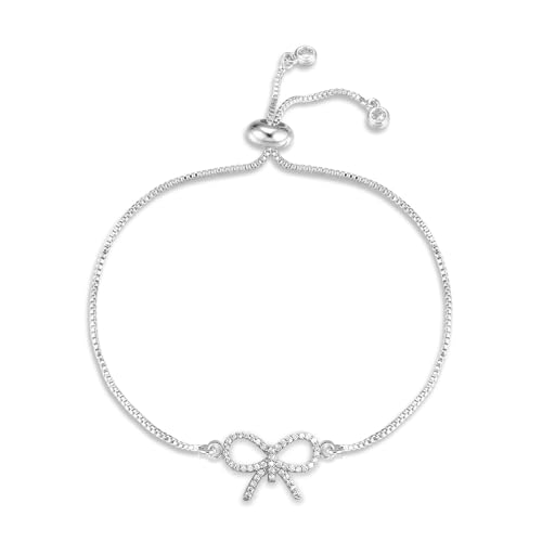 Bow Bracelet for Women Cubic Zirconia Bowkont Charm Bracelet Christmas Bow Jewelry - Main Image