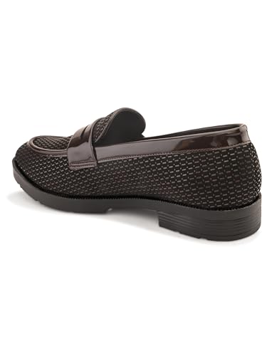 Image of STANPHORD Mens Loafers Men Brown Textured pu Round Toe Formal Slip on Moccasins Comfortable Durable Loafers Shoes