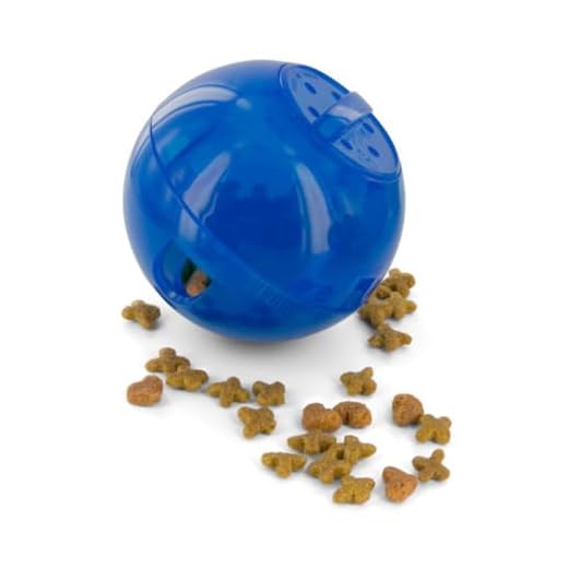 PetSafe Slimcat – Juguete Dispensador de Comida para Gatos, Bola Dispensadora, Juego Interactivo para Gatos, Juguete Relleno de Golosinas - Azul