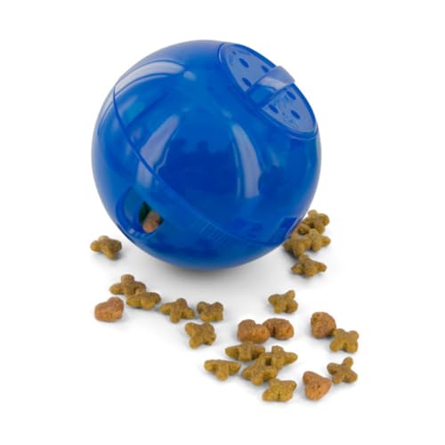 PetSafe SlimCat - Dispensador de Comida Interactiva para Gatos - Combina Alimentación y Actividad con Porciones Ajustables - Plástico Sin BPA y Apto para Lavavajillas - Azul