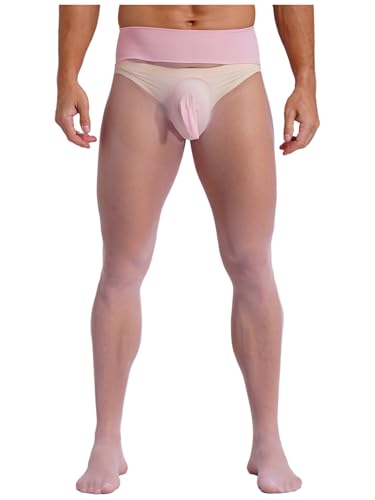 Men's Glossy Ice Silk Compression Tights Nylon Sheer Mesh Sheer Silk Seamless Leggings