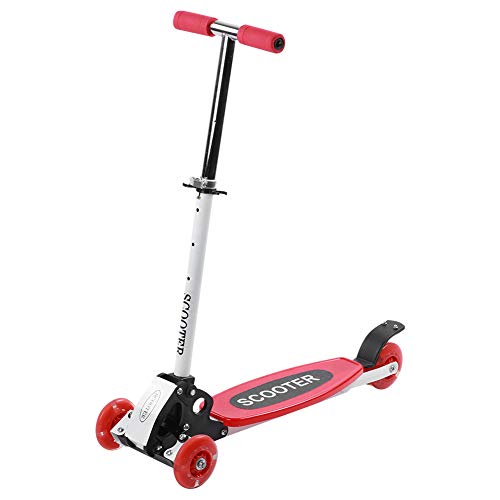 Scooter pour Enfants à 4 Roues Rouge Surf Poignées Réglables à Plusieurs Vitesses Pliables Construction Légère Voiture De Glissière pour Enfants De 3 à 12 Ans Cover