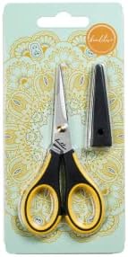 Beaditive Precision Craft Scissors - Stainless Steel Paper Crafting Scissors With Safety Cap - Ultra Sharp Blades & Non-Slip TPR Handles - Adult & Kid Scrapbooking Scissors For Home, Office, School