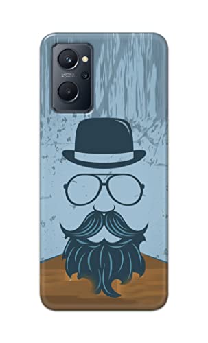 Image of PRINTFIDAA Mustache Beard and Hairstyle Hipster in Glasses Printed Designer Hard Case for Realme 9i Back Cover -(e) RPM1002