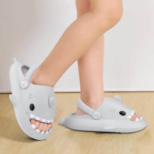 Image of Kids Shark Cloud Slides | Boys Girls Slip On Sandals | Toddler Beach Slippers | Youth Fish Flip Flops Pool Shower Shoes