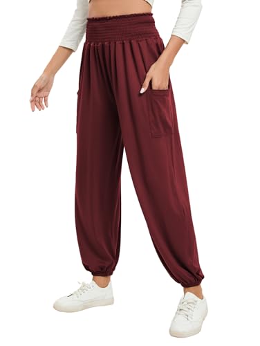 Famulily Damen Yoga-Sweatpants mit Taschen Casual hohe Taille Sport Haremshose Comfy Lounge Pants S-XXL