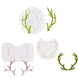 ResinPro 3Pcs Antler Silicone Resin Mold Christmas Elk Deer Horn Silicone Mold for Necklace Pendant Epoxy Resin Casting Jewelry Making Tool Chocolate Fondant Mold Cake Decorating Tool