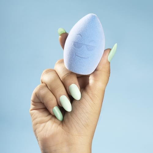 PAC Mr. Bounce (1 Pc)| Beauty Blender Makeup Sponge for Face Makeup (Small)| Velvet Soft Olive Cut for Foundation, Creams & Powders with Case | For All Skin Types - Soft, Reusable & Washable (Blue)
