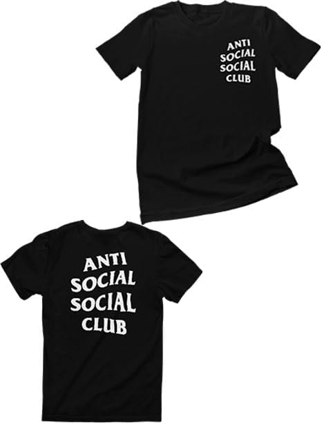 Graphic Impact Inspired Anti Social Social Club Printed Retro T-Shirt (Black, Medium)