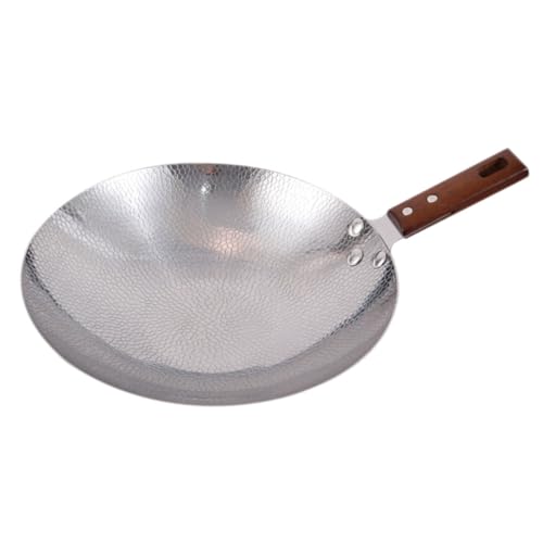 Wok de acero inoxidable con mango de madera miniatura 1