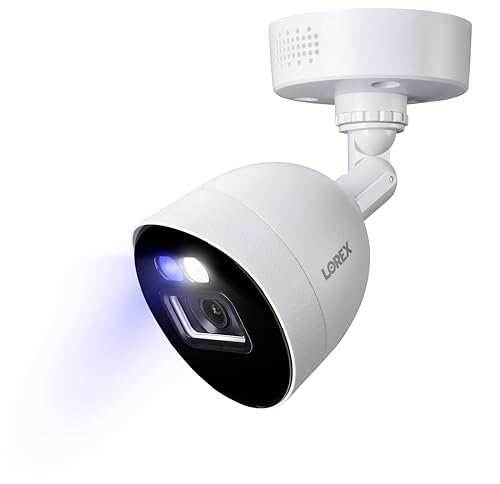 Image of Lorex Indoor /Outdoor 4K Ultra HD Smart Deterrence CVI Wired Add-On Bullet Security Camera | Color & IR Night Vision | Dual Warning LED Lights | Siren | Built-in Speaker | IP67 | White | 8mp /4k, 125 Degree FOV, Color and Ir Night Vision, Dual Warning Leds, Siren and Speaker