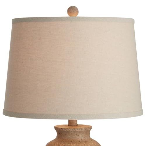 Regency Hill 25 1/2" High Farmhouse Rustic Coastal Country Cottage Table Lamps Set of 2 Beige Fabric Oatmeal Shade Living Room Bedroom Bedside Nightstand House Office Home Reading Kitchen Entryway