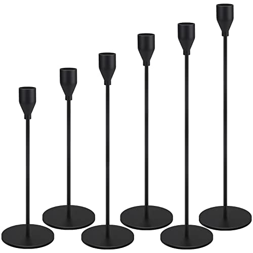 Kerzenständer Schwarze,Kerzenständer 6er Set,Vintage Kerzenhalter für Wohnkultur,Hochzeit, Schrankdekoration, Wohnkultur, Candlelight Dinner passend für 3/4 Zoll Dicke Kerzen und LED-Kerzen Cover
