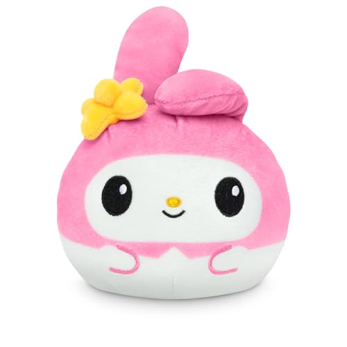 Image of TeeTurtle Reversible Sanrio Kuromi and My Melody Plushie 4-Inch Cute Kawaii Two-Sided Flip Plush Toy with Embroidered Details - Cute Mini Collectible Plush for Kids, Teens, and Adults