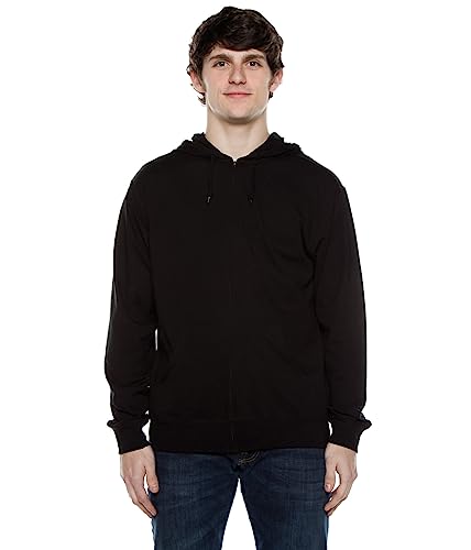 Cottonhood Lightweight Jersey Zip Hoodie for Men – Full Zip Casual Cotton Hoodie, Soft Long Sleeve (4XL, Black, 702)2