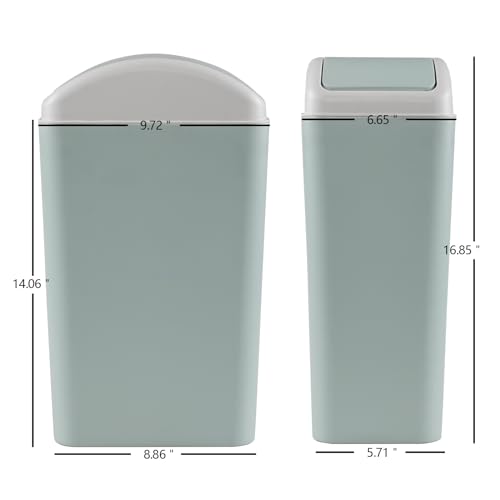 Image of 12L Slim Garbage Can with Swing Lid, Blue Small Plastic Trash Can