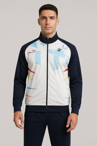 Image of Men's Tracksuit High Neck Full Sleeve Athletic Gym Running Sports Jacket & Track Pant Set