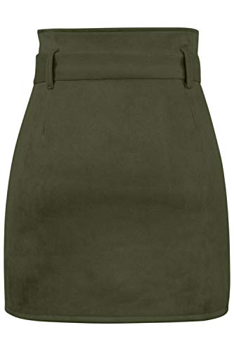Meyeeka Women Classic High Waist Button Down Bodycon Faux Suede A Line Mini Pencil Skirt L Army Green #TOP5