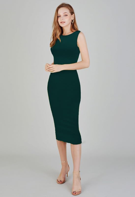 Toochki Women's Lycra Below The Knee Bodycon (Toochki246-Dr-A-/Xs_Green
