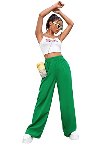 Floerns Women's Casual High Waisted Pleated Wide Leg Palazzo Pants Trousers4