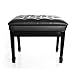 HIZLJJ Regulowany drewniany stołek ławki fortepianowej z magazynem nutowym Muzyka Czarny Solo Siedzenia Skórzana poduszka