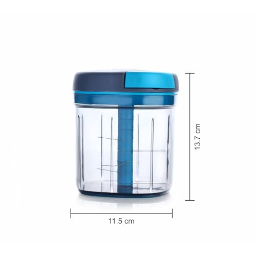 Image of Manual Vegetable Chopper 900ml XL Jumbo with 5 Stainless Steel Blades | Multipurpose Onion & Vegetable Cutter for Kitchen | Large Capacity Hand Chopper