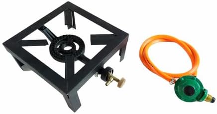 Single Gas Burner, 4 Legged with Hose And Regulator Set.